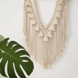 Macrame wall hanging with antler
